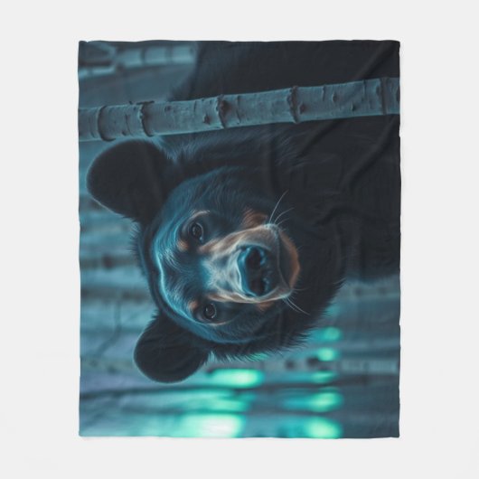 Couverture Polaire Ours noir et Aurora (Devant)