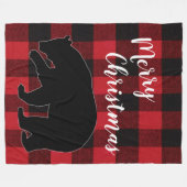 Couverture Polaire Ours noir rouge à plis de Noël (Devant (Horizontal))