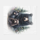 Couverture Polaire Ours Noirs Au Milieu De La Forêt (Devant (Horizontal))