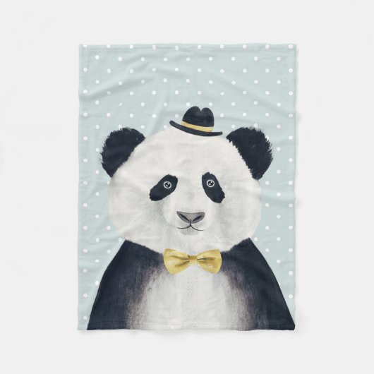 Couverture Polaire Ours panda d'aquarelle (Devant)