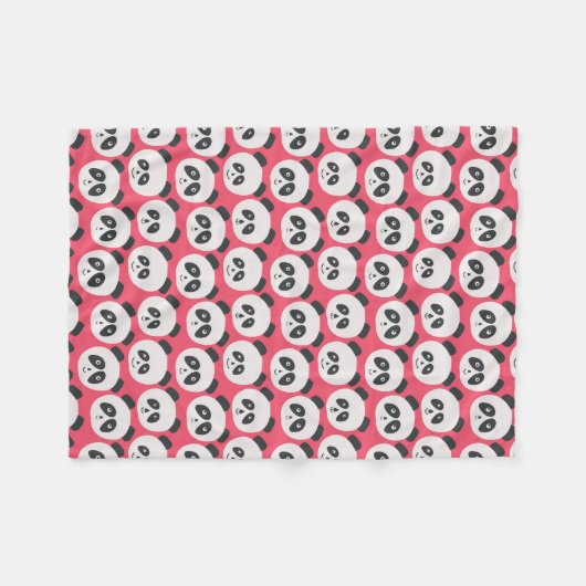 Couverture Polaire Ours panda de roses pâles (Devant (Horizontal))