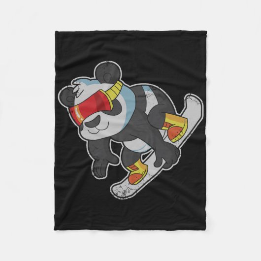 Couverture Polaire Ours Panda Snowboard (Devant)
