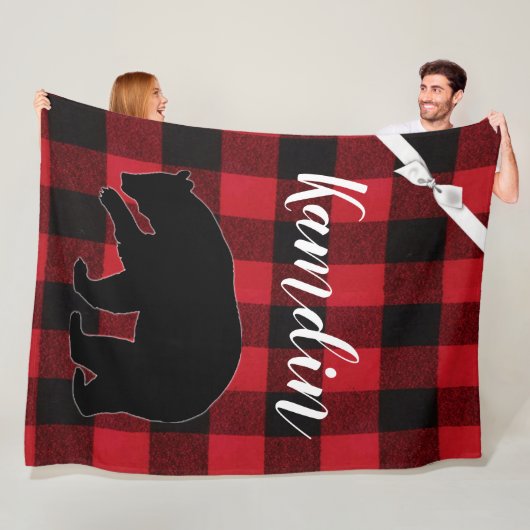 Couverture Polaire Ours Plaid De Bison Rouge Jetée Personnalisée (En situation)