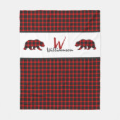 Couverture Polaire Ours Plaid de bûcheron rouge Monogramme (Devant)