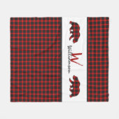 Couverture Polaire Ours Plaid de bûcheron rouge Monogramme (Devant (Horizontal))
