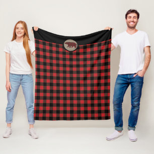 Couverture Polaire Ours Plaid Noir Rouge