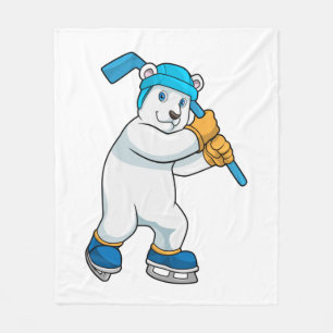 Couverture Polaire Ours polaire au hockey sur glace avec bâton