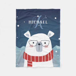 Couverture Polaire Ours polaire bespectacé   Monogramme
