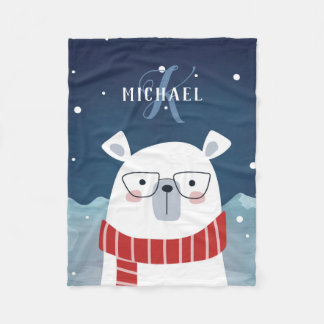 Couverture Polaire Ours polaire bespectacé | Monogramme