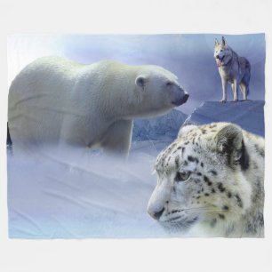 Couverture Polaire Ours polaire, chien et léopard des neiges