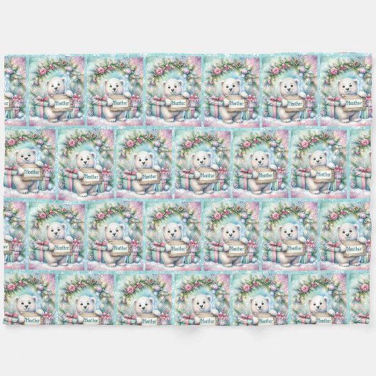 Couverture Polaire Ours Polaire Doux Personnaliser Nom Noël 