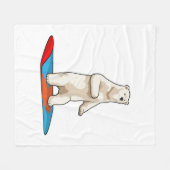 Couverture Polaire Ours polaire en Snowboardeur avec Snowboard (Devant (Horizontal))