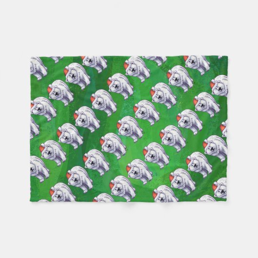 Couverture Polaire Ours polaire Noël sur vert (Devant (Horizontal))