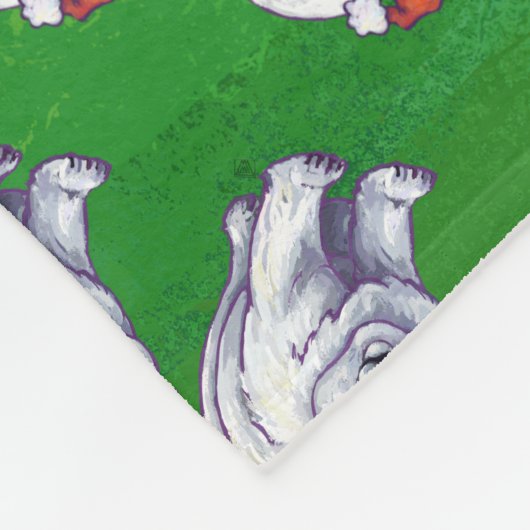 Couverture Polaire Ours polaire Noël sur vert (Coin)