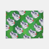 Couverture Polaire Ours polaire Noël sur vert (Devant (Horizontal))