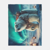 Couverture Polaire Ours polaire vapeur et Aurora Art (Devant)