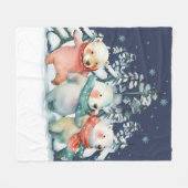 Couverture Polaire Ours polaires à l'aquarelle mignons (Devant (Horizontal))
