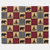 Couverture Polaire Ours rustiques Arbres Bois Buffalo Chèque Rouge No (Devant (Horizontal))