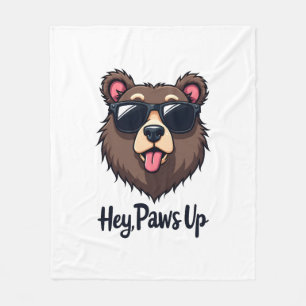 Couverture Polaire Ours vintage Hey Paws Up avec lunettes de soleil C