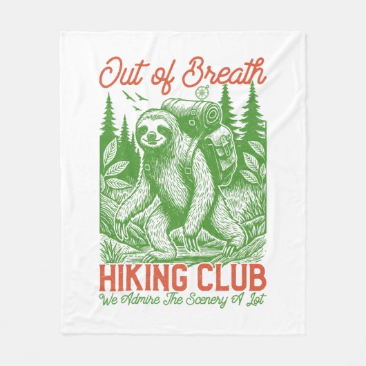 Couverture Polaire Out Breath Funny Sloth Randonnée Club (Devant)