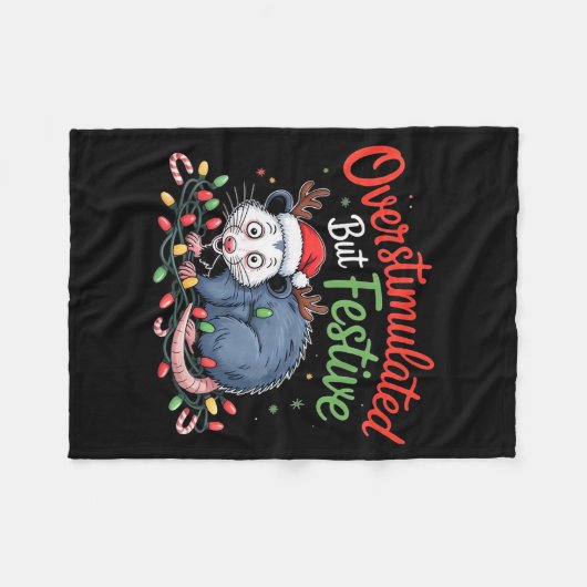 Couverture Polaire Overstimulated But Festive Funny Christmas Ossum U (Devant (Horizontal))