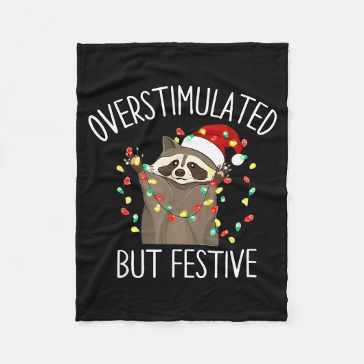 Couverture Polaire Overstimulated But Festive Funny Santa Raccoon Xma (Devant)