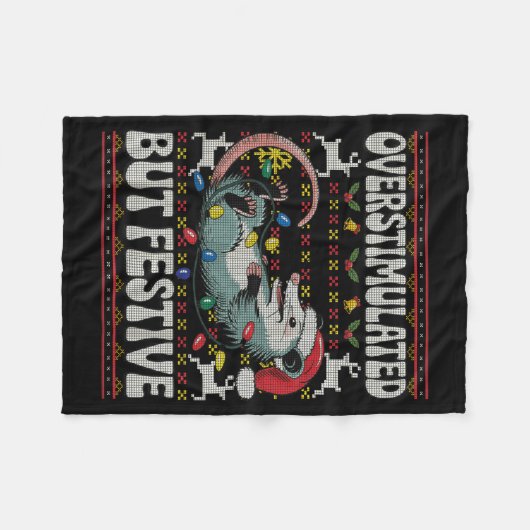 Couverture Polaire Overstimulated But Festive Ossum Christmas Ugly Sw (Devant (Horizontal))