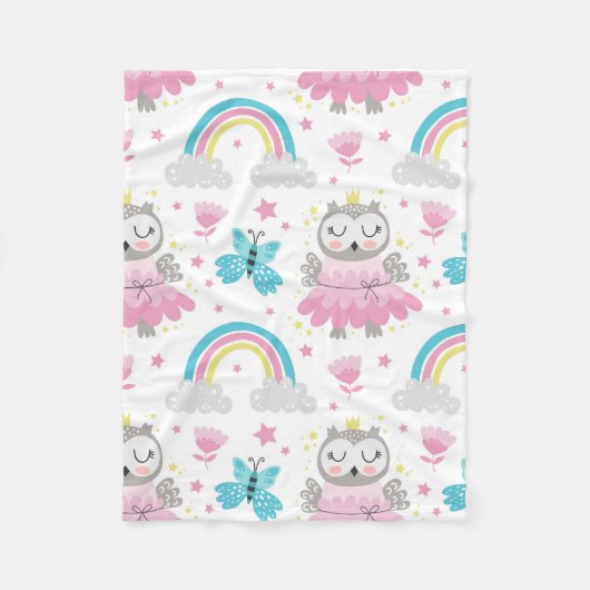 Couverture Polaire Owl Crown Rainbow Blanket: A Cozy Embrace (Devant)