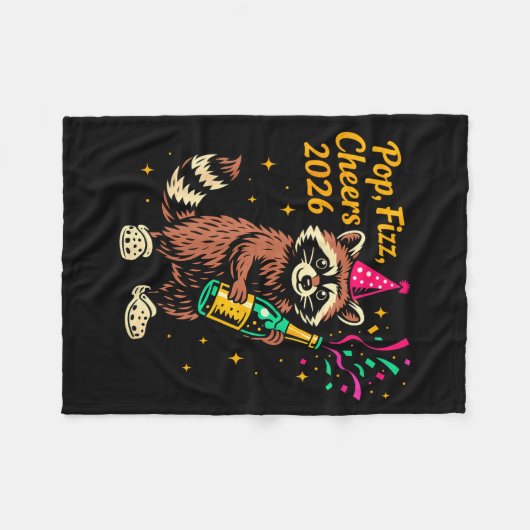 Couverture Polaire P Fizz Cheers 2026 Funny Raccoon New Year Design  (Devant (Horizontal))