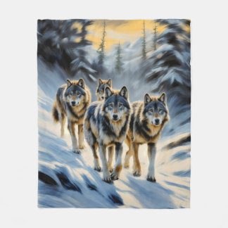 Couverture Polaire Pack de loup sauvage de l'Alaska
