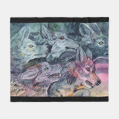 Couverture Polaire Pack Wolf aquarelle (Devant (Horizontal))