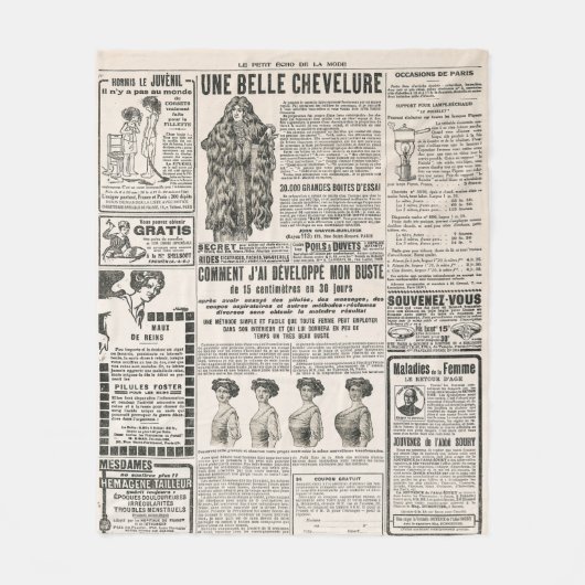 Couverture Polaire Page de journal avec publicité antique (Devant)