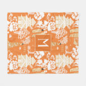Couverture Polaire Pagode de la Chinoiserie orange Monogramme (Devant (Horizontal))