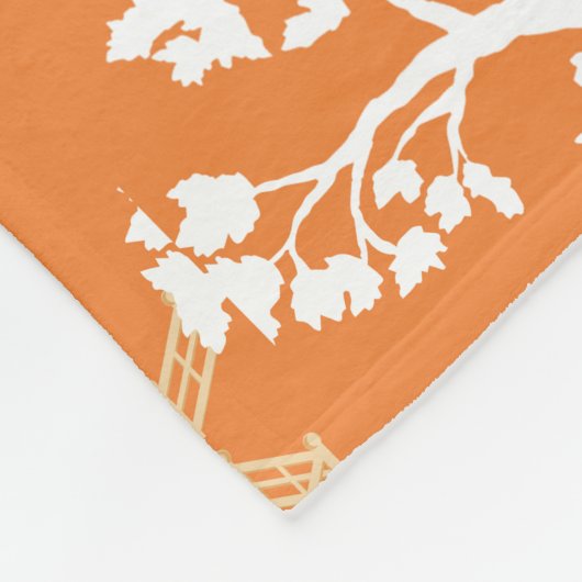 Couverture Polaire Pagode de la Chinoiserie orange Monogramme (Coin)