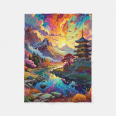 Couverture Polaire Pagode et paysage coloré (Devant)