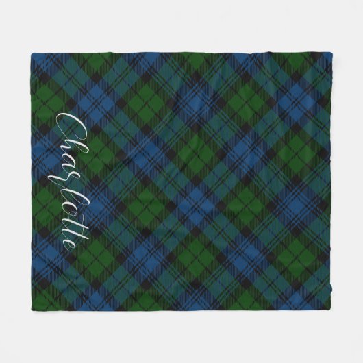 Couverture Polaire Paid Blue Green Check Campbell Militaire Tartan (Devant (Horizontal))