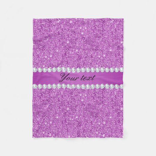 Couverture Polaire Paillettes pourpres chics et diamants de Faux (Devant)
