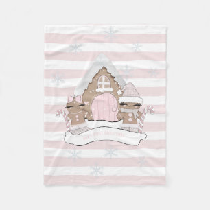 Couverture Polaire Pain d'épices rose de Noël