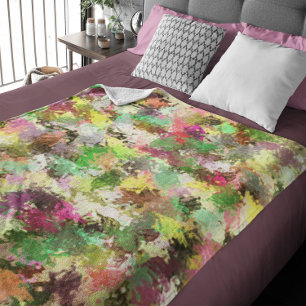 Couverture Polaire Paint Splatter Automne Couleur Feuilles Abstraits