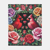 Couverture Polaire Paire de cardinaux au milieu de Roses dynamiques (Devant)