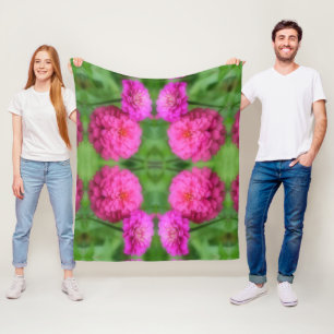 Couverture Polaire Paire de fleurs rose Zinnia Gros plan Motif Abstra