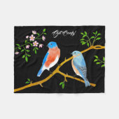 Couverture Polaire Paire d'oiseaux bleus noirs (Devant (Horizontal))