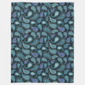 Couverture Polaire Paisley bleu turquoise motif floral (Devant)