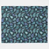 Couverture Polaire Paisley bleu turquoise motif floral (Devant (Horizontal))