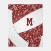 Couverture Polaire paisley doodle motif maroon de volley-ball blanc (Devant)