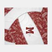 Couverture Polaire paisley doodle motif maroon de volley-ball blanc (Devant (Horizontal))