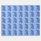 Couverture Polaire Paisley éléphant - bleu cobalt et blanc (Devant (Horizontal))