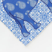 Couverture Polaire Paisley éléphant - bleu cobalt et blanc (Coin)
