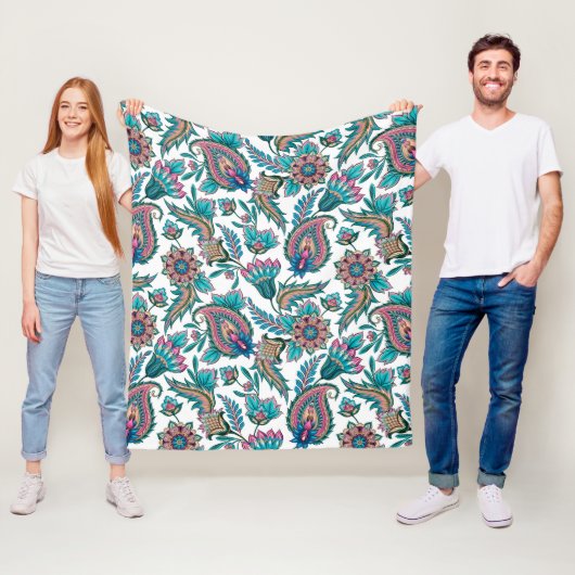 Couverture Polaire Paisley ethnique coloré motif (En situation)