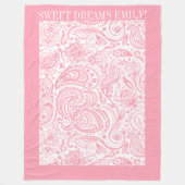 Couverture Polaire Paisley floral rose motif sur blanc (Devant)